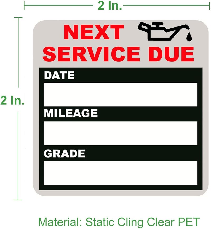 JINCH Oil Change Stickers Static Cling, 120pcs 2x2 Inches Oil Change Reminder Sticker for Windshield with No Residue, Clear Next Service Due Labels for Car Auto Vehicle Window - Image 2